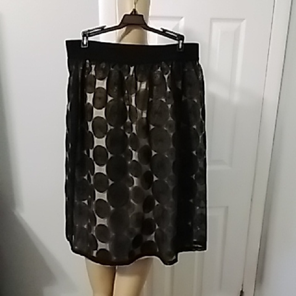 Lane Bryant Black and Cream Polka Dot A-Line Skirt - Picture 2 of 7